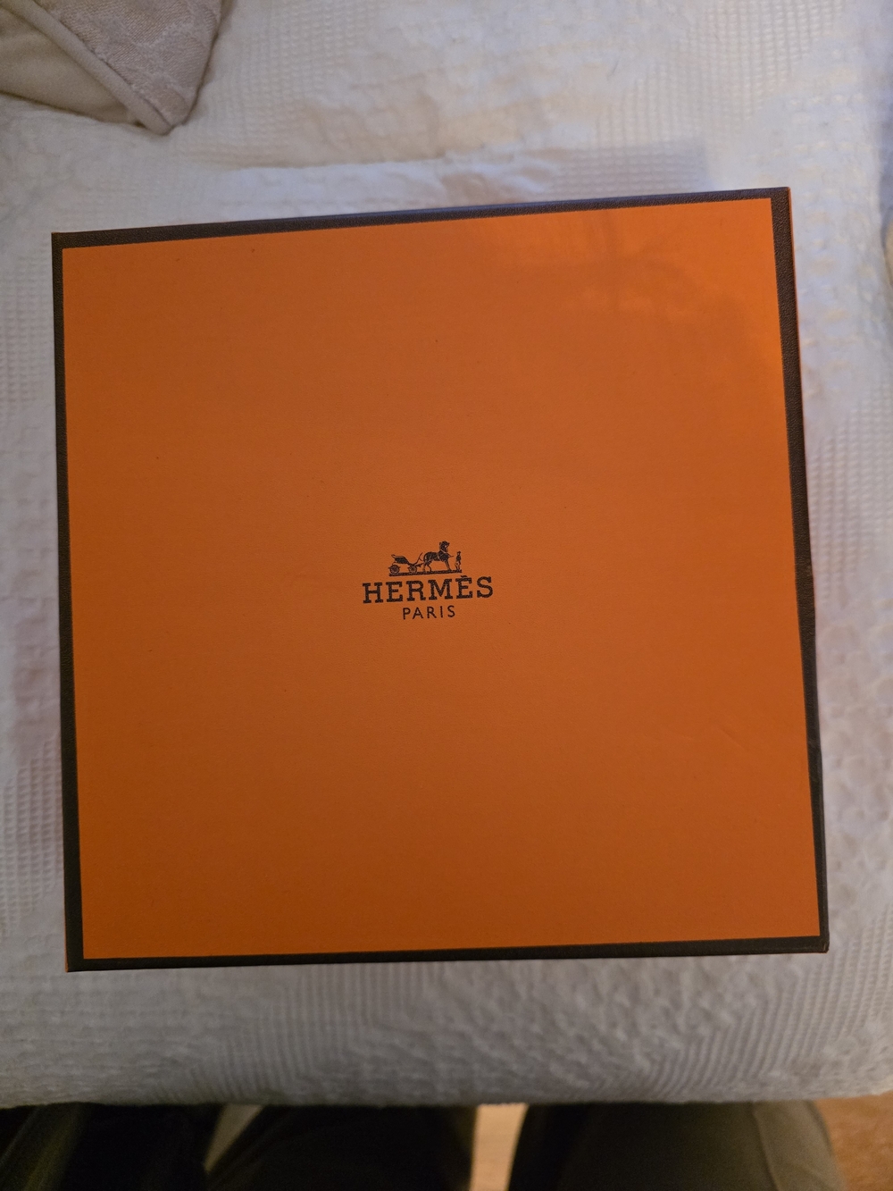 Hermès Orange Box with Dark Brown Trim
